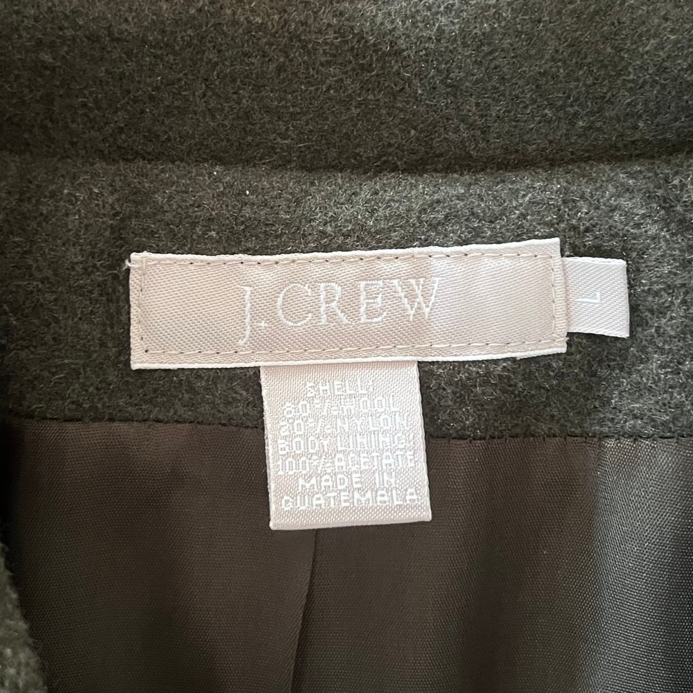 J. Crew Wool Blend Zip Front Jacket Collared Quality Coat Green Large - Picture 6 of 6